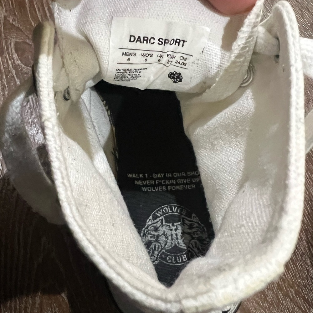 Wolves darc sport White High-Top Sneakers with Black wolf Design size 8 - Picture 8 of 13
